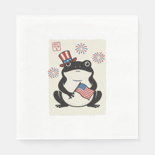 Patriottische kikker vintage gravure vector kunst_ servet
