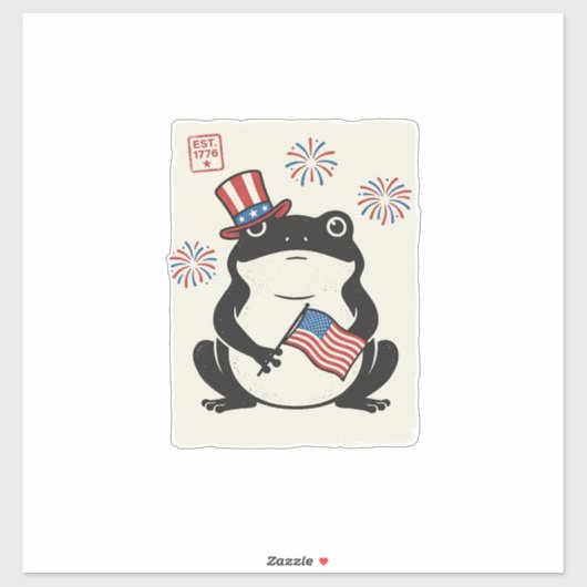 Patriottische kikker vintage gravure vector kunst_ sticker (Vel)
