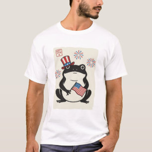 Patriottische Kikker Vintage Gravure Vector Kunst_ T-shirt