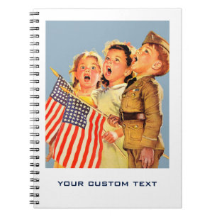 Patriottische Kinder jaren 1940 kunst Notitieboek