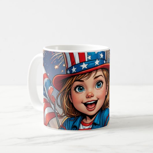 Patriottische Kind's 4 juli Koffie Mok (Voorkant links)