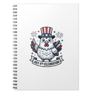 Patriottische Kip 4 juli Viering T-Shirt Des Notitieboek