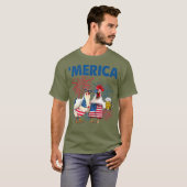 Patriottische kip Amerika 4 juli bierdag T-shirt (Voorkant volledig)