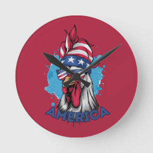 Patriottische kip in de Verenigde Staten Bandana e Ronde Klok