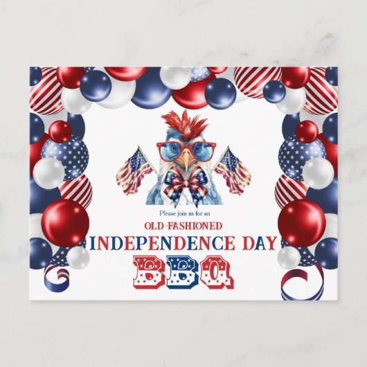 Patriottische Kip Zonnebril Independence Day BBQ Feestdagenkaart (Voorkant)