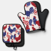 Patriottische Kippen Oven Mitt en Pothouders Ovenwant & Pannenlap Set (Voorkant / Achterkant)