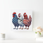 Patriottische kippen vierkante klok (Huis)