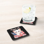 Patriottische Kitten 4 juli Gelukkig 4th Custom Bier Onderzetter (Rechterzijde)