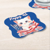 Patriottische Kitten 4 juli Gelukkig 4th Custom Kartonnen Onderzetters (Gekanteld)