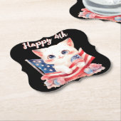 Patriottische Kitten 4 juli Gelukkig 4th Custom Kartonnen Onderzetters (Gekanteld)