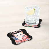 Patriottische Kitten 4 juli Gelukkig 4th Custom Kartonnen Onderzetters (Insitu)