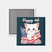 Patriottische Kitten 4 juli Gelukkig 4th Custom Magneet (Voorkant / Achterkant)
