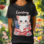 Patriottische Kitten 4 juli gepersonaliseerd T-shirt
