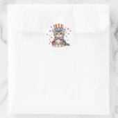 Patriottische Kitten Rood Wit Blauw Ronde Sticker (Tas)