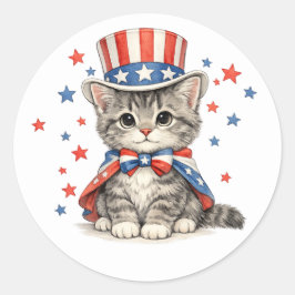 Patriottische Kitten Rood Wit Blauw Ronde Sticker