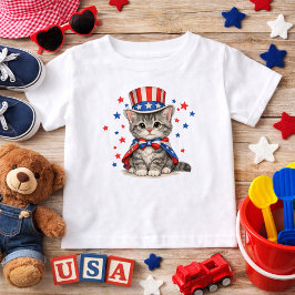 Patriottische Kitten Rood Wit Blauw T-shirt