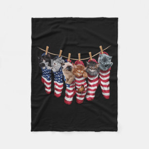 Patriottische Kittens In Amerikaanse Vlag Soks Gra Fleece Deken