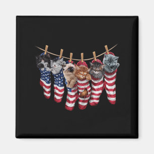 Patriottische Kittens In Amerikaanse Vlag Soks Gra Magneet