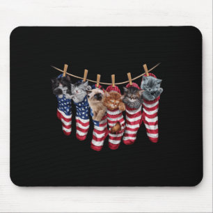 Patriottische Kittens In Amerikaanse Vlag Soks Gra Muismat