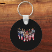 Patriottische Kittens In Amerikaanse Vlag Soks Gra Sleutelhanger (Voorkant)