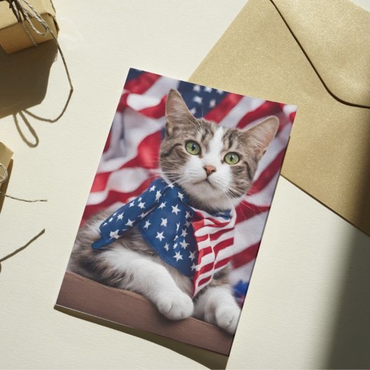 Patriottische Kitty: Een Viering Van Vrijheid Feestdagen Kaart