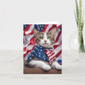 Patriottische Kitty: Een Viering Van Vrijheid Feestdagen Kaart (Voorkant)