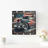 Patriottische klassieke auto vierkante klok (Huis)