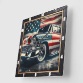 Patriottische klassieke auto vierkante klok (Hoek)