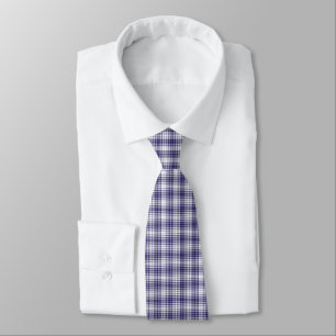 Patriottische Klassieke Navy Blauwe Gingham Plaid Stropdas