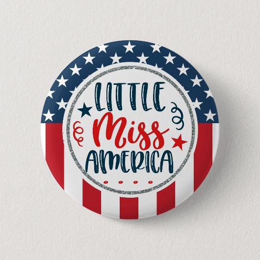 Patriottische kleine Miss America Stars Stripes Ronde Button 5,7 Cm (Voorkant)