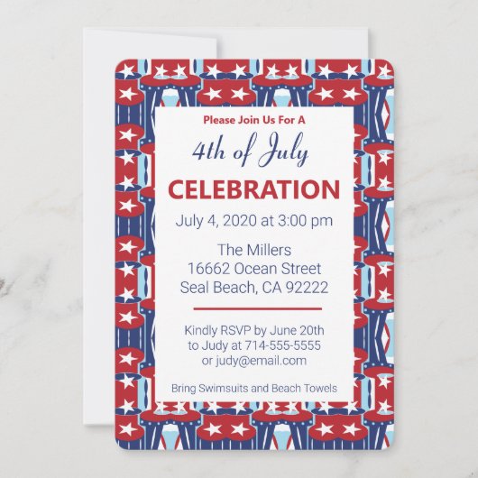 Patriottische kleuren 4 juli kaart (Voorkant)