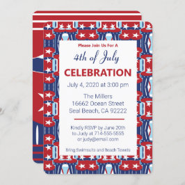 Patriottische kleuren 4 juli kaart