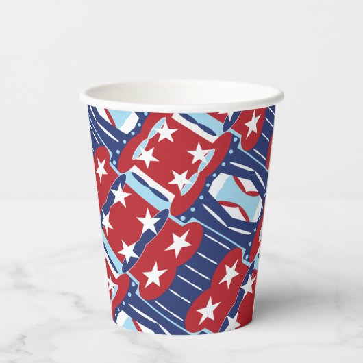 Patriottische kleuren 4 juli papieren bekers (Achterkant)