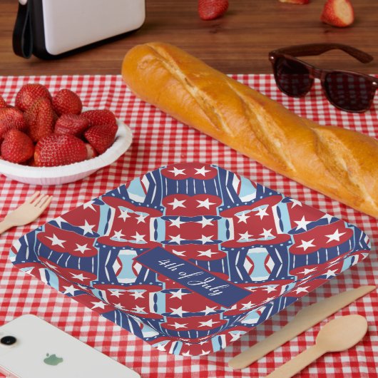 Patriottische kleuren 4 juli papieren bordje (Picknick)