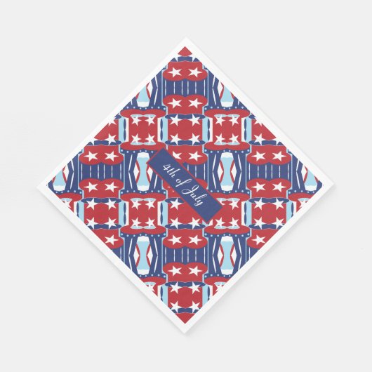 Patriottische kleuren 4 juli servet (Hoek)