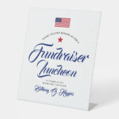 Patriottische kleuren die als politiek worden besc reclamebord met voetstuk (Voorkant)