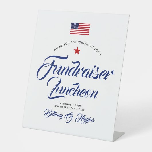 Patriottische kleuren die als politiek worden besc reclamebord met voetstuk (Voorkant)