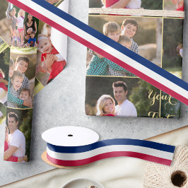 Patriottische kleuren Rood, blauwe strepen Radekla Satijnen Lint