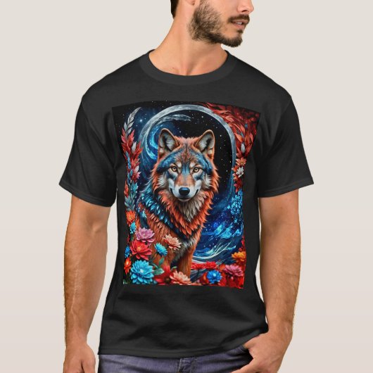 Patriottische kleuren Wolf T-shirt (Voorkant)