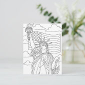 Patriottische Kleurplaat van het Vrijheidsbeeld Briefkaart (Staand voorkant)