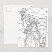 Patriottische Kleurplaat van het Vrijheidsbeeld Briefkaart (Voorkant / Achterkant)