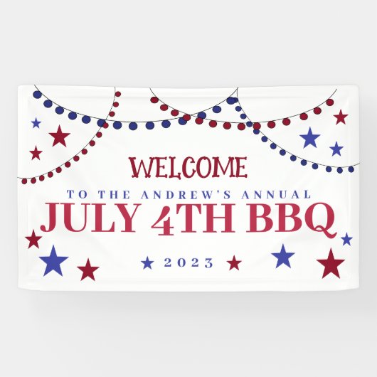 Patriottische kleursterren op 4 juli spandoek (Horizontaal)