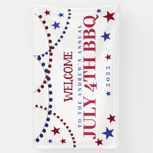 Patriottische kleursterren op 4 juli spandoek (Verticaal)