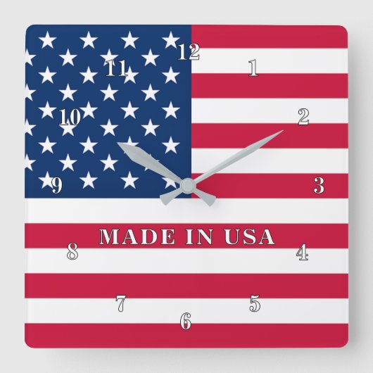Patriottische klok met Amerikaanse vlag - Made in (Voorkant)
