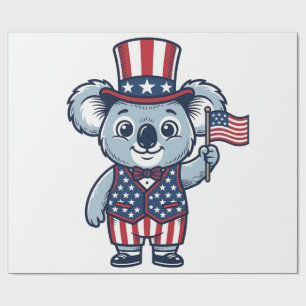 Patriottische Koala Vector Vintage Shirt Ontwerp_1 Cadeaupapier