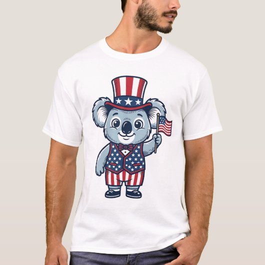 Patriottische Koala Vector Vintage T-shirt Ontwerp (Voorkant)