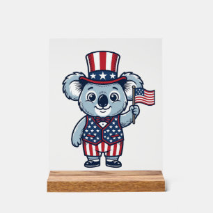 Patriottische Koala Vector Vintage T-shirt Ontwerp Acryl Bord