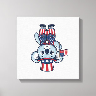 Patriottische Koala Vector Vintage T-shirt Ontwerp Canvas Afdruk
