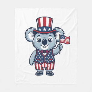 Patriottische Koala Vector Vintage T-shirt Ontwerp Fleece Deken