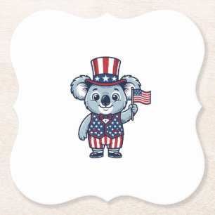 Patriottische Koala Vector Vintage T-shirt Ontwerp Kartonnen Onderzetters